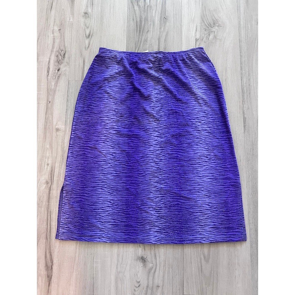 Charlotte Russe Vintage Purple Zebra Glitter Midi Skirt Side Slit Y2K Large